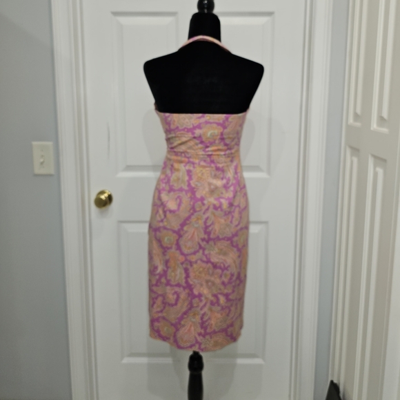 Harold's, Women's Size 2, Paisley Pink and Orange Halter Dress - Picture 6 of 11